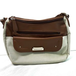 Stone Mountain Beige Bag Tan Colorblock Canvas Organizer HandBag Pocketbook